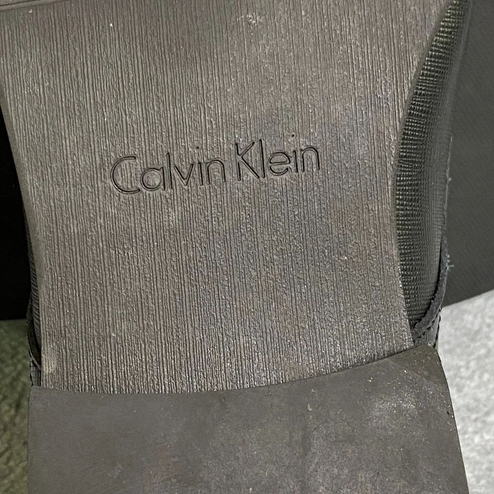 Calvin Klein Gunther‎ Dress Shoes Men's 9 Black Saffiano Textured Square Toe GUC